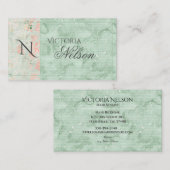 Carte De Visite Papier de calligraphie de monogramme floral rustiq (Devant / Derrière)