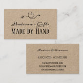 Carte De Visite Papier de Kraft de coeur rustique fabriqué à la ma (Devant / Derrière)