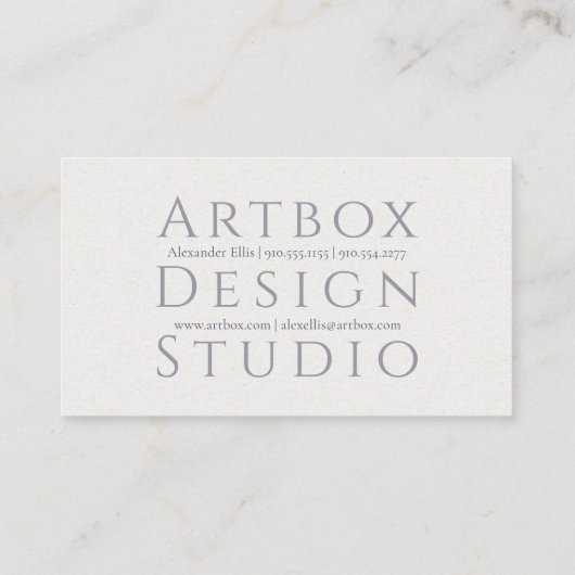 Carte De Visite Papier de riz typographique | BLANCHE (Dos)