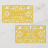 Carte De Visite Papier découpé blanc jaune picado mexicain (Devant / Derrière)