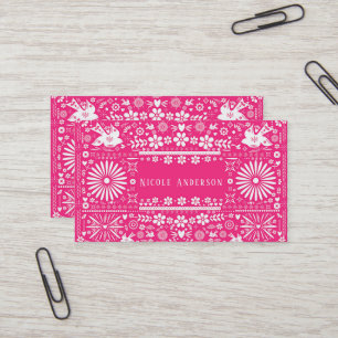Carte De Visite Papier Découpe Hot Pink Picado Mexicain