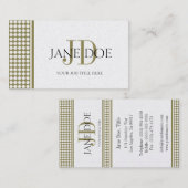 Carte De Visite Papier d'or de point de monogramme de YourJobTitle (Devant / Derrière)