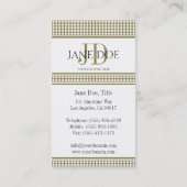Carte De Visite Papier d'or de point de monogramme de YourJobTitle (Dos)