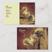 Carte De Visite Papier en perle de crème monogramme de CHEVAL GRAY (Devant / Derrière)