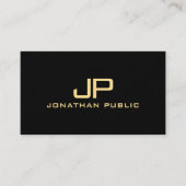 Carte De Visite Papier épais de luxe Monogram Black & Gold (Devant)
