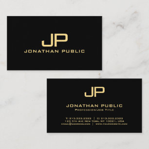 Carte De Visite Papier épais de luxe Monogram Black & Gold