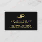 Carte De Visite Papier épais de luxe Monogram Black & Gold (Dos)