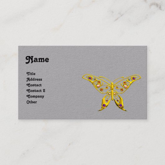 Carte De Visite Papier gris papillon hyper beurre OR (Devant)