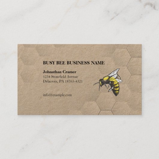 Carte De Visite Papier Honeypeb et Bee Kraft (Devant)