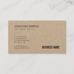 Carte De Visite Papier Kraft Brown Professionnel Moderne Plain Lux
