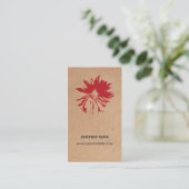 Carte De Visite Papier Kraft Brown unique Fleur rouge Design flora (Debout devant)