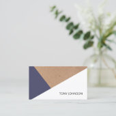 Carte De Visite Papier Kraft imprimé moderne bleu blanc géométriqu (Debout devant)