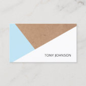 Carte De Visite Papier Kraft imprimé moderne bleu blanc géométriqu (Devant)