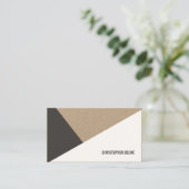 Carte De Visite Papier Kraft moderne gris blanc géométrique (Debout devant)