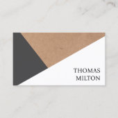 Carte De Visite Papier Kraft moderne imprimé gris blanc géométriqu (Devant)