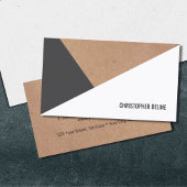 Carte De Visite Papier Kraft moderne imprimé gris blanc géométriqu