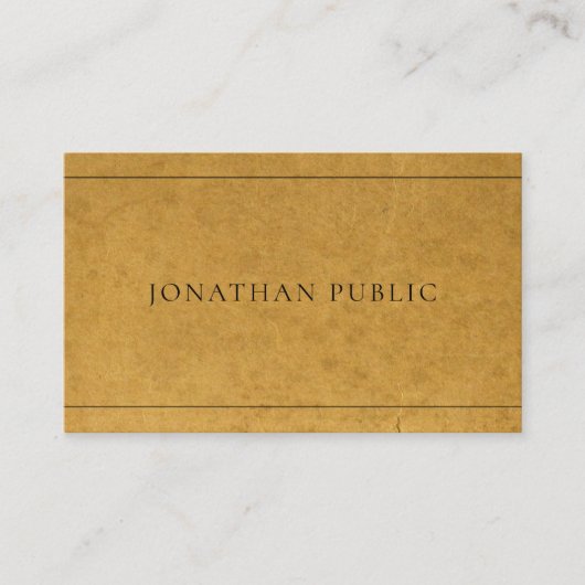 Carte De Visite Papier Kraft moderne look design sophistiqué (Devant)