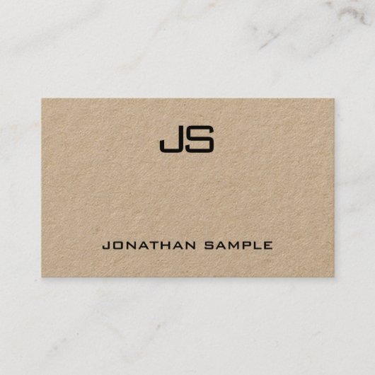 Carte De Visite Papier Kraft moderne Monogramme professionnel (Devant)