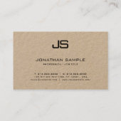 Carte De Visite Papier Kraft moderne Monogramme professionnel (Dos)