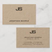 Carte De Visite Papier Kraft moderne Monogramme professionnel (Devant / Derrière)