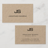 Carte De Visite Papier Kraft Moderne Monogramme professionnel Élég (Devant / Derrière)