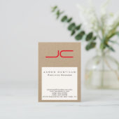 Carte De Visite Papier Kraft moderne professionnel Monogramme roug (Debout devant)