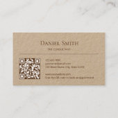 Carte De Visite Papier Kraft naturel simple avec code initial et Q (Dos)