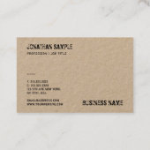 Carte De Visite Papier Kraft neuf Modèle texte stylé et démonté (Dos)