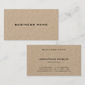 Carte De Visite Papier Kraft professionnel Design élégant Moderne (Devant / Derrière)
