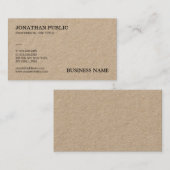 Carte De Visite Papier Kraft Professionnel Moderne Élégant (Devant / Derrière)