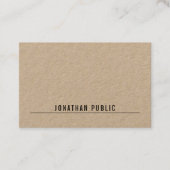 Carte De Visite Papier Kraft réel Moderne Élégant Simple Minimalis (Devant)