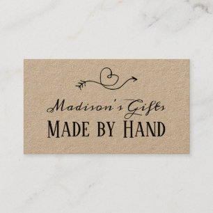 Carte De Visite Papier Kraft Rustic Heart Fabriqué à la Main Fa