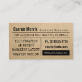 Carte De Visite Papier Kraft typographique (Dos)