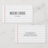 Carte De Visite Papier Lint moderne Professionnel Blanc Noir clair (Devant / Derrière)