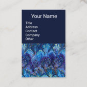 CARTE DE VISITE PAPIER MARBÉ, MOTIF ABSTRAIT BLEU PEACOCK, EAUX (Devant)