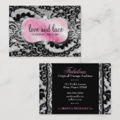 Carte De Visite Papier métallique de plateau de rose de dentelle (Devant / Derrière)