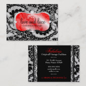 Carte De Visite Papier métallique de plateau rouge de dentelle de (Devant / Derrière)