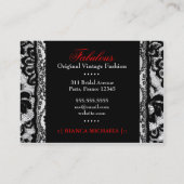 Carte De Visite Papier métallique de plateau rouge de dentelle de (Dos)