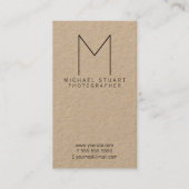 Carte De Visite Papier Monogramme Kraft professionnel (Devant)