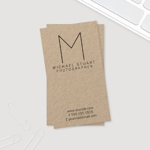Carte De Visite Papier Monogramme Kraft professionnel