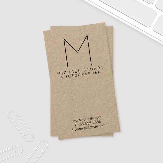 Carte De Visite Papier Monogramme Kraft professionnel