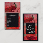 CARTE DE VISITE PAPIER MONOGRAMME RED BLACK MARIAGE AMOUR PAON (Devant / Derrière)