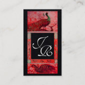 CARTE DE VISITE PAPIER MONOGRAMME RED BLACK MARIAGE AMOUR PAON (Dos)