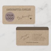 Carte De Visite Papier naturel rustique fabriqué à la main Nom art (Devant / Derrière)