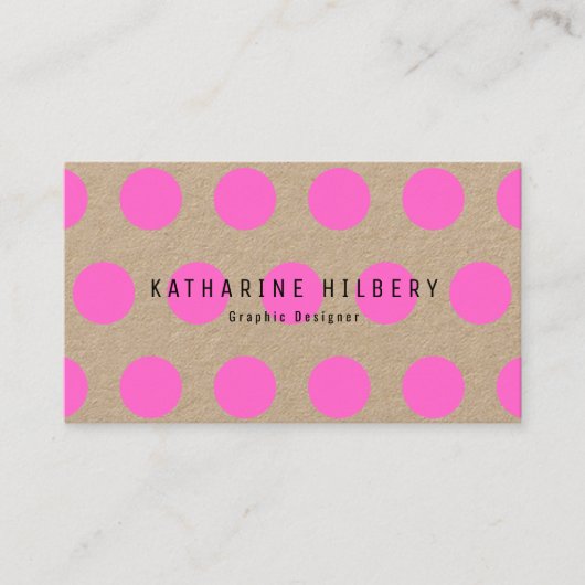 Carte de visite papier Neon Pink Pois Kraft (Devant)