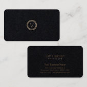Carte De Visite Papier noir moderne élégant simple du monogramme | (Devant / Derrière)