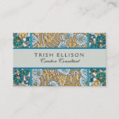 Carte De Visite papier peint bleu art nouveau cyclamen (Devant)