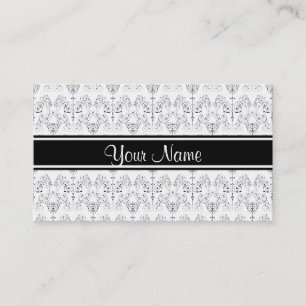 Carte De Visite Papier peint vintage de damassés - noir + votre