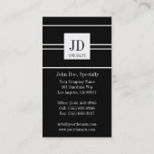 Carte De Visite Papier pendant rayé noir d'or de YourSpecialty (Dos)