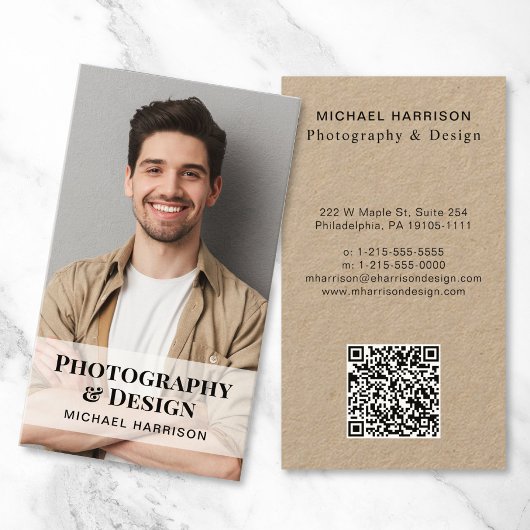 Carte De Visite Papier photo Kraft Code QR professionnel
